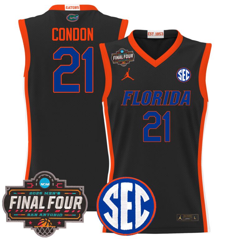 Men Florida Gators #21 Condon black 2025 Final Four Patch NCAA Jersey style 2